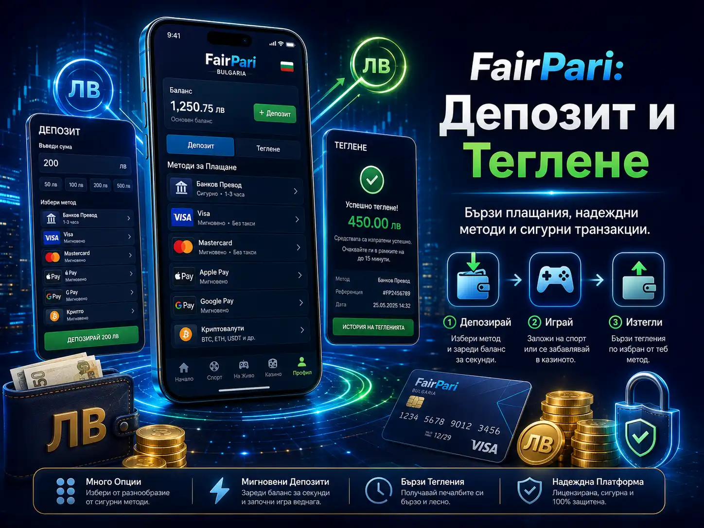 Плащания в FairPari: Депозит и Теглене Без Такси и Бързо
